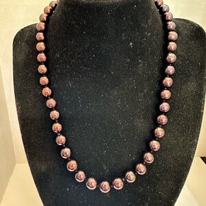 14/20 gold filled brown to bronze 8-9mm pearl hand knotted 17” necklace